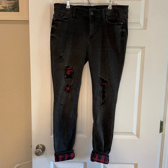 Judy Blue Jeans Skinny Fit Buffalo Patch Black-washed Distressed sz15/32 - Picture 2 of 16